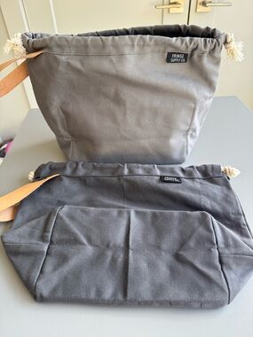 Gray Canvas Drawstring Knitter's Field Bag